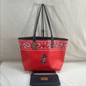 Coach Ltd Disney Reversible Mickey Tote Bag w/Pouch Paisley Bandana